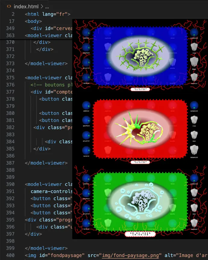 Lignes de codes et images du site crée